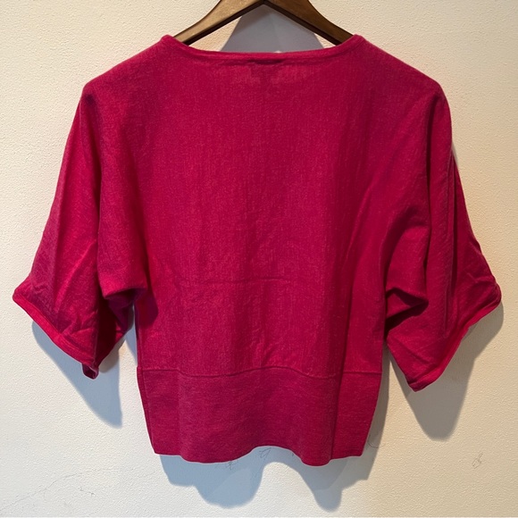 Talbots Merino Wool Dolman Half Sleeve Blouse Raspberry Color Size MP - Picture 6 of 6